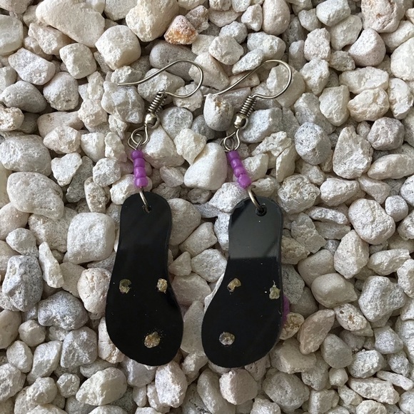 NEW Flip Flop Earrings PURPLE MANDALA French Wire Pierced Spirit of Nature Drop - Picture 6 of 6